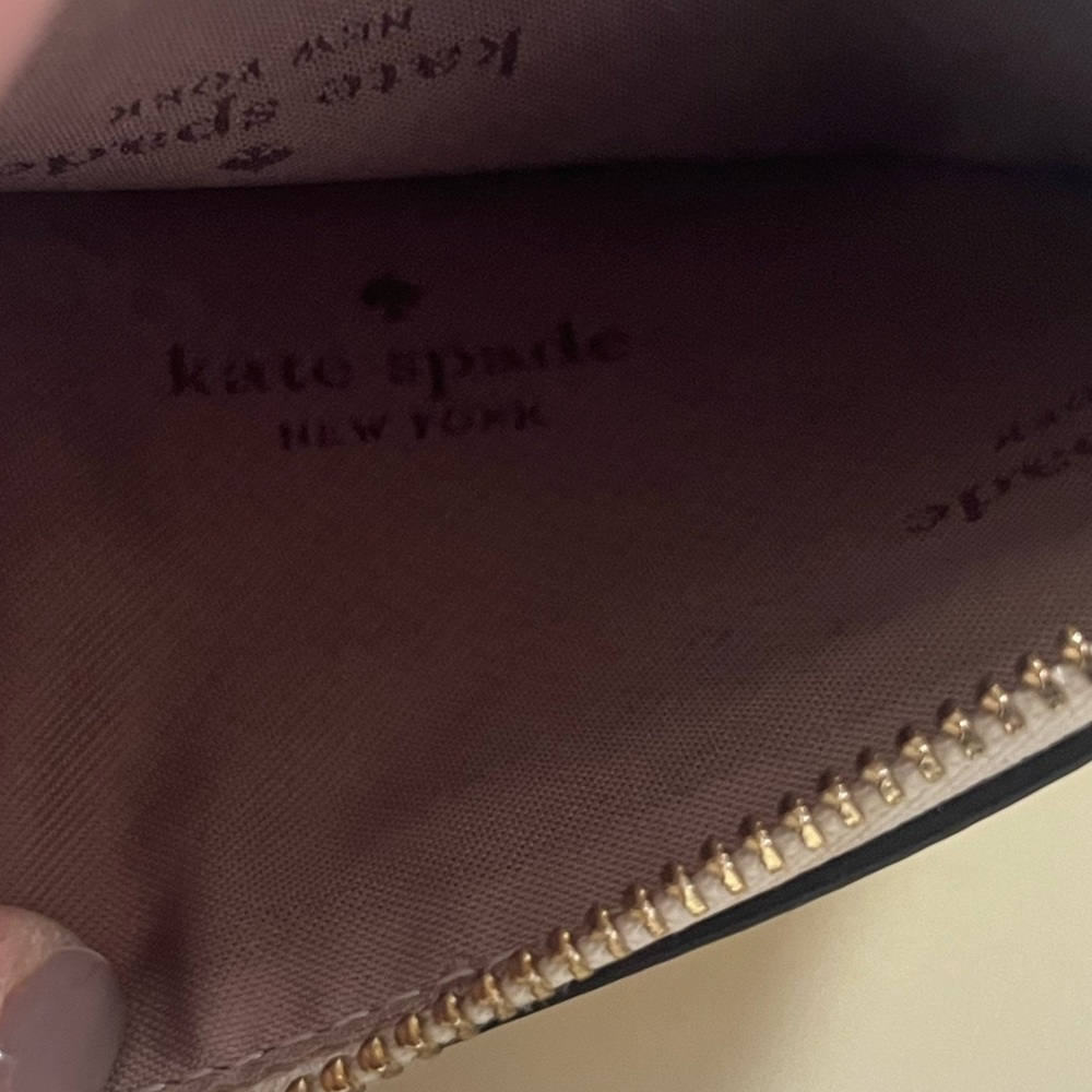 Kate Spade Colorblock Lena Pebbled Leather Wristlet Small CardHolder Cream Taupe - Picture 7 of 10